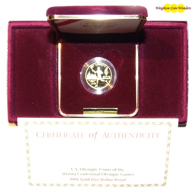 1995 USA Gold Proof $5 Coin - ATLANTA GAMES